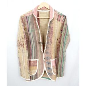 handmade Cotton Vintage <b>Kantha</b> <b>Jacket</b> V-neck Pockets Button Autumn/Winter High Quality Quick Dry Plus Reversible Eco-Friendly - Product Image 5