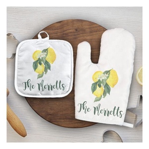 Gril conventionnel certifié GOTS 100% coton bio isolation mignonne résistant à la chaleur pour la cuisson des grillades barbecue four coton mitaine - Product Image 2
