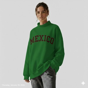 <b>Women</b> Mockneck Sweatshirt Pullover Polyester/Cotton Fleece Soft Warm Loose Fit Casual <b>Top</b> with Front Design for Daily Wear - Product Image 2