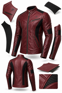 Chaqueta de Motociclista de Cuero Acanalado |   Impresos y Transpirables |   Personalizable |   Fabricante OEM ODM |   Verde Borgoña Marrón |   Carreras - Product Image 6