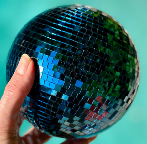Handmade Cobalt Blue Disco <b>Ball</b> Hand Tiled <b>Mirror</b> Sphere Deep Sapphire Blue Reflective Tabletop Accent Decor Modern Glam Home - Product Image 2