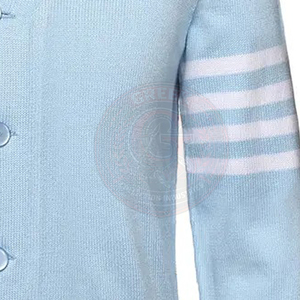 Sorority Fraternity <b>Light</b> Blue Acrylic Knitted <b>Cardigan</b> Full Sleeve Button Front Men's Sweater Lightweight Quick Dry School Wear - Product Image 4