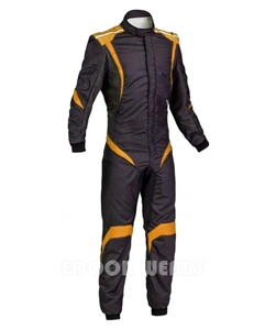 Combinaison de course Edoor Wear noire/orange personnalisable à deux couches, design monopièce pour karting, avec doublure, pour usage extérieur, vente en gros - Product Image 2