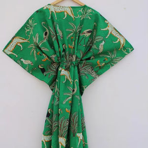 Vestido Kaftán Informal de Verano con Estampado Floral Tropical, sin Mangas, de Algodón, para Mujer, Ropa de Playa, Ropa de Estar por Casa, Textil Naaz - Product Image 1