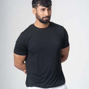 Men's dark blue nonwoven round neck <b>tshirt</b> <b>polyester</b> cotton fabric <b>tshirt</b> for men for regular use in summer made in Bangladesh - Product Image 3