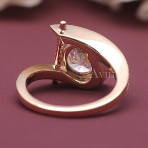 Anillo Abierto con Diamante Cultivado en Laboratorio Certificado por IGI, Oro de 9K, Corte Redondo, Anillo de Diamantes para Mujer - Product Image 4