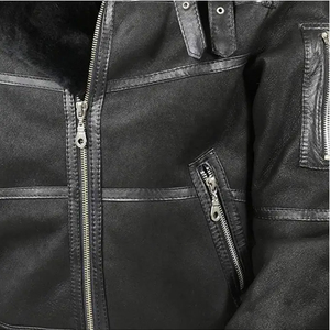 Blouson de moto vintage en cuir pour homme avec finition tannée et capuche – Vêtement d'extérieur élégant pour l'hiver avec doublure douce - Product Image 3
