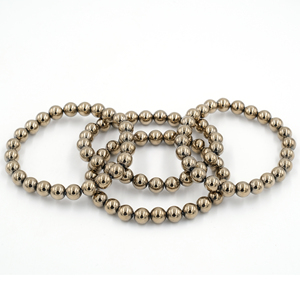 Pulsera de Pirita Dorada Natural, Pulsera Elástica con Cuentas de Piedras Preciosas Redondas de 8 mm, Joyería de Cristal Unisex al por Mayor - Product Image 4