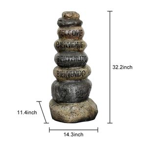 Statue da Giardino Impilabili in Cinque Lingue, Decorazione per Esterni, Patio, Prato, Giardino, 32,2 Pollici, Segnali di Benvenuto - Product Image 5