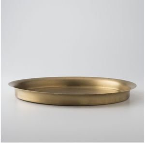 Plateau de service rond moderne en métal émaillé avec poignées dorées, plateau décoratif pour table basse, vaisselle de luxe, organisateur de décoration intérieure - Product Image 2
