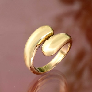 แหวนทองเหลืองสำหรับผู้หญิงแหวนแต่งงานทรงโดมแบบเรียบง่ายดีไซน์แบบแหวกแนว - Product Image 4