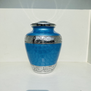 Urna de cremación de aluminio con acabado Meena blanca perla más vendida, tarro de cenizas de recuerdo de Metal para adultos para restos humanos para funerales - Product Image 5