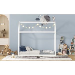 Letto a casetta in legno bianco per bambini, misura Twin - Product Image 4
