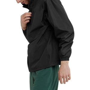 Men's <b>Black</b> Half Zip Hooded Anorak Lightweight Sporty Loose Fit Pullover <b>Windbreaker</b> Jacket - Product Image 5