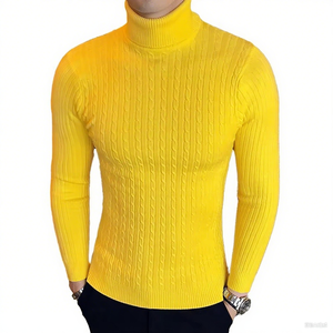 Pull à col roulé pour homme, tendance, à manches longues, pour l'hiver, motif col roulé, respirant, tricoté, pour la saison d'automne, chaud - Product Image 4