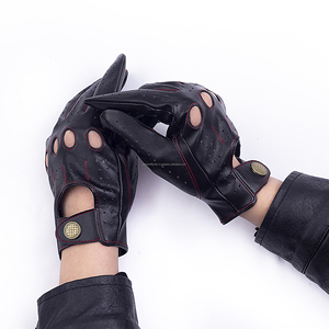 Summer Leather Driving <b>Gloves</b> Breathable Perforated <b>Fingerless</b> Car Racing <b>Gloves</b> At Factory Price - Product Image 5