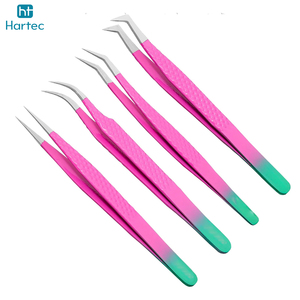 Customized Pink & Green Gradient Color Premium Quality Stainless Steel Beauty Instruments Eyelash Extension and Volume Tweezers - Product Image 2
