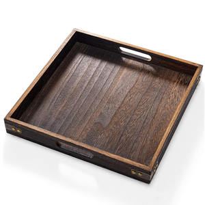 Grands plateaux de service carrés en bois de manguier naturel avec poignée Plateau en bois décoratif pour la maison Salon Table basse moderne - Product Image 5