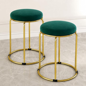 Contemporary Velvet <b>Footrest</b> Stool with Gold Metal Base for Living Room Bedroom and Lounge Furniture - Product Image 5