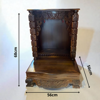 Table d'autel artisanale en bois d'acacia massif avec motif de pilier en forme de calebasse, dédiée au Dieu de la Richesse