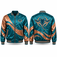 Veste de baseball personnalisée en satin, coupe décontractée, poignets rayés, construction légère, tissu polyester, broderie hiver universitaire de haute qualité