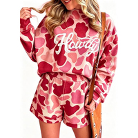 Ensemble 2 pièces pour femmes, sweat-shirt Mockeck uni, short taille haute, coupe ample, décontracté, en coton tricoté pour l'hiver