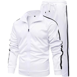Lightweight Jacket With <b>Stand</b> Up Collar Matching Pants Have Drawstring At Waist For Fit Windbreaker Tracksuit - Product Image 1