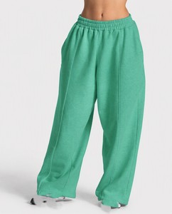 Custom White Elastic High Waist Women's Wide Leg Casual <b>Fleece</b> <b>Trousers</b> Private Label OEM Apparel Manufacturer Women USA UK EU - Product Image 5