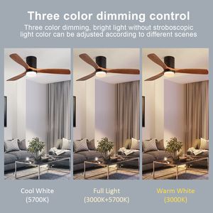 Ventilatore da soffitto a LED da 52 pollici per interni con luci, 3 pale in legno massello, motore silenzioso reversibile, telecomando con luce - Product Image 5