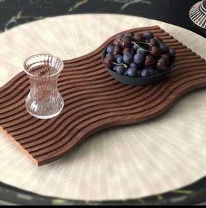 Irregular Wooden Serving Tray Handmade Minimalist Design Acacia Wood Artisan Crafted <b>Plate</b> For Party Dessert Presentation - Product Image 1