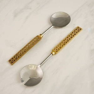 Ensemble de cuillères et fourchettes à salade en métal de haute qualité avec poignée ergonomique en acier inoxydable pour un service facile - Product Image 3