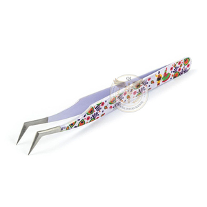 Custom Logo High Quality Stainless Steel Eyelash Tweezers with Fully Customized Printing Solid Color Options-Beauty <b>Tools</b> - Product Image 1