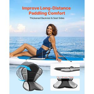 Sedile per Kayak Universale Spessore 2,5 cm con Supporto Lombare, Cuscino Imbottito Morbido per Sit-on-Top, Borsa Portaoggetti - Confezione da 1 - Product Image 2