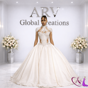 Vestido de Novia de Lujo con Cuello Alto y Corsé, Bordado de Encaje, Silueta de Sirena |   Vestidos de Fiesta Elegantes y Personalizados de Diseñador - Product Image 3