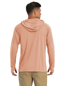 T-shirts de pêche à manches longues pour hommes, protection solaire UPF 50+, couleur unie, à capuche, performance athlétique, anti-UV - Product Image 3