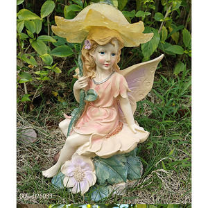 Transparent resin garden decorations Resin Fairy Garden Statue Flower <b>Hat</b> Winged Ornament - Product Image 4