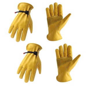 Cowhide Grain Leather Work <b>Gloves</b> for Unisex Reinforced Durable Palm Heavy Duty Heat Resistant Household Garden <b>Driver</b> <b>Gloves</b> - Product Image 1