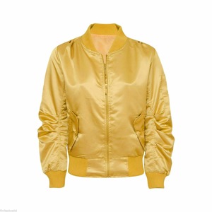 Satin <b>Jacket</b> in Factory Price Best Different Size Men Golden Satin Bomber <b>Jacket</b> Unisex Casual Zipper Closure Stand Collar - Product Image 1