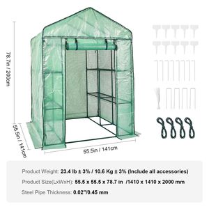 โรงเรือนปลูกพืชแบบเดินเข้าได้โครงเหล็ก พร้อมชั้นวางของ ขนาด 4.6 x 4.6 x 6.6 ฟุต  ฝาครอบ PE แข็งแรงทนทาน พร้อมซิปประตู - Product Image 3