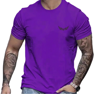 เสื้อยืดแขนสั้นสีขาวสำหรับผู้ชาย พิมพ์ลายปีกโลโก้ ทรงเข้ารูป คอกลม ผ้าเจอร์ซีย์คอตตอน ระบายอากาศได้ดี ดีไซน์ลำลอง - Product Image 2