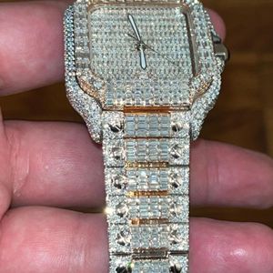 Reloj de Diamantes Cultivados en Laboratorio DEF de Alta Calidad, Diamantes Incoloros, Estilo Hip Hop - Product Image 6