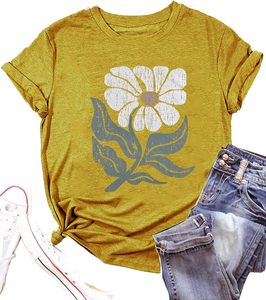 T-shirt imprimé graphique tendance pour femmes, tee-shirt en coton décontracté, toucher doux et confortable, tenue élégante pour tous les jours, tenue d'été pour femmes - Product Image 1