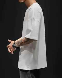 New Arrived 100% Cotton <b>Hip</b> Hop Men's Summer Casual T-Shirt Drop Shoulder Custom Printed Logo Loose Fit Comfortable Quick Dry - Product Image 2