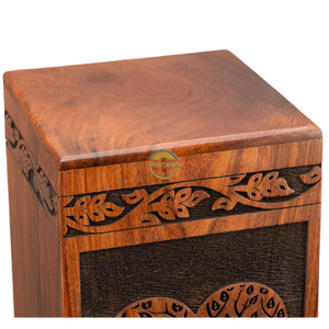 AYAANS Rosewood wooden Hand Carved Wooden Hot Selling cremation Urn Box for Adult Ashes Wholesale Cremation Urns (6X6X11)IN - Product Image 5