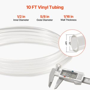 Tubo in Vinile Trasparente 1/2'' ID X 5/8'' OD 10FT, Tubo Flessibile in PVC Tagliabile, Spessore Parete 1/16'', Tubi in Gomma di Alta Qualità - Product Image 3