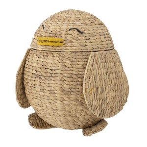 Cute Penguin Water Hyacinth Storage <b>Basket</b> <b>with</b> <b>Lid</b> Woven Animal Shaped Toy Organizer Bin Kids Nursery Hamper - Product Image 1