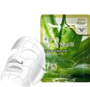 Paquete de 10 Mascarillas Faciales Hidratantes y Calmantes 3W CLINIC Fresh Aloe, 23g cada una, con Extracto de Aloe Vera - Product Image 1