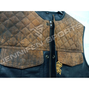 Chaleco de Cuero Personalizado para Hombre, Corte Diamante, Cuero Genuino/Cuero de Gamuza, Chaleco de Motociclista - Product Image 4