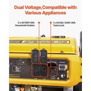 Generatore Portatile 9625W di Potenza di Picco, Generatore di Backup Domestico con Avviamento Elettrico, Alimentato a Gas, Uscita 240V DC - Product Image 5