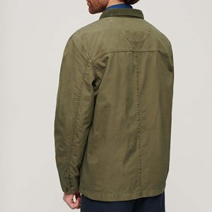 <b>Men's</b> Olive Green Canvas Eco-Friendly <b>Reversible</b> Bomber Jacket Workwear Style Stand Collar <b>Belt</b> Closure Slim Fit Solid Color - Product Image 4